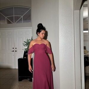 Azazie Elegant Off-Shoulder Burgundy Dress